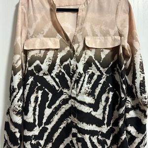 Calvin Klein Ombré /Graphic Design, Button Down Shirt. Sz Med. Pink/peach/brown